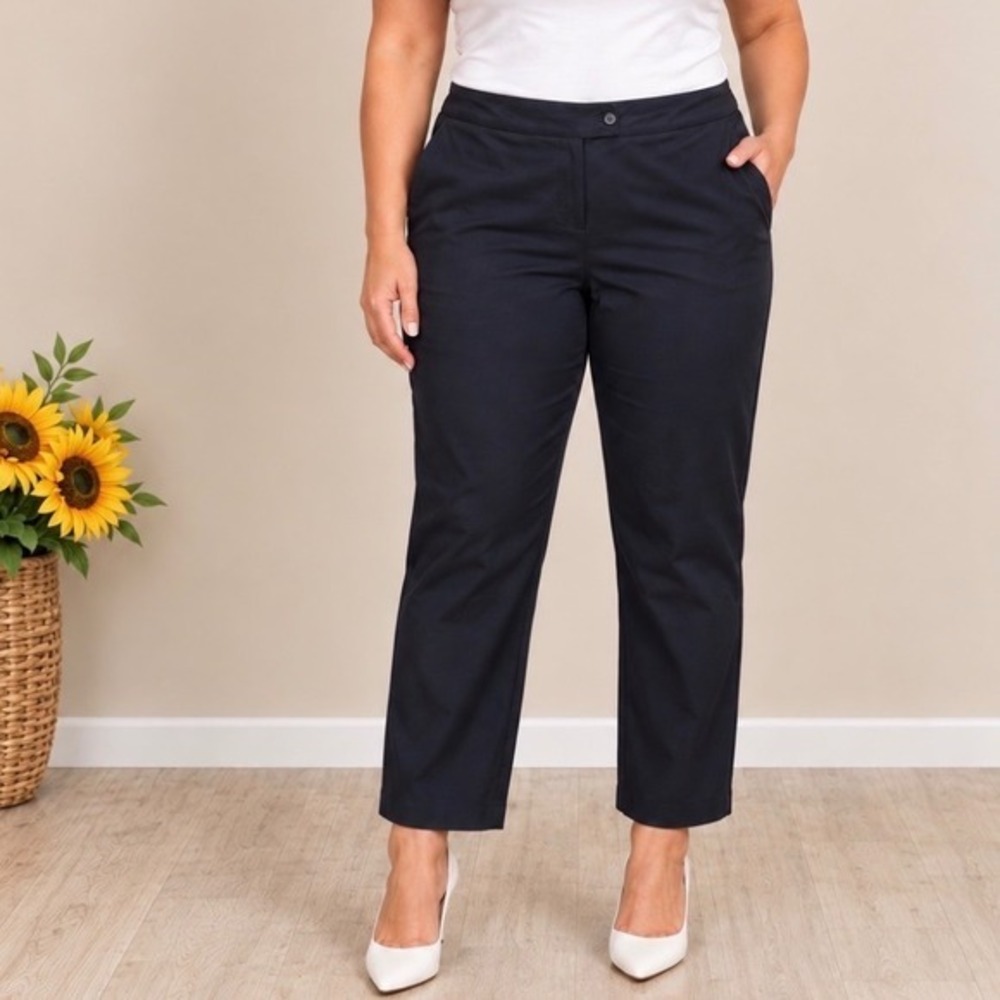 Lane Bryant Trousers 18 Navy Blue Good Stretch Straight Leg Office Pants
